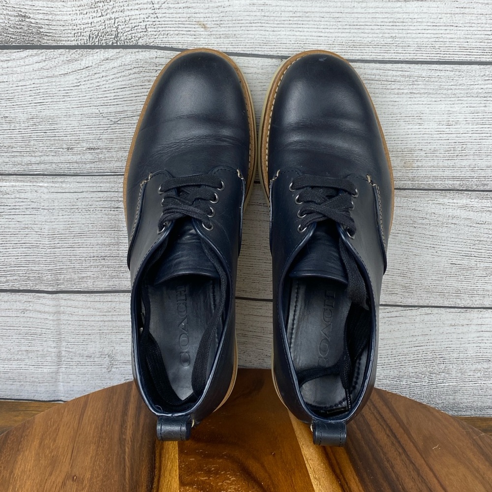 Coach Derby Lace Up Navy Blue Leather Shoes G1671 Men’s Size 10 D / EU 43 - Picture 10 of 12